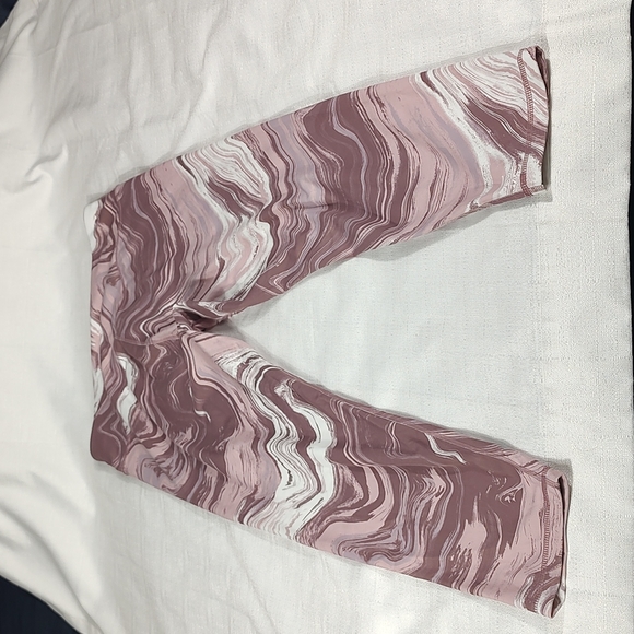 Lavender Mauve and White Marble Walk Pop Athletic Walking Leggings Size X-Large - Picture 2 of 7